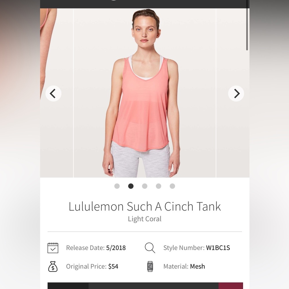 Lululemon such a cinch Coral Tank Top